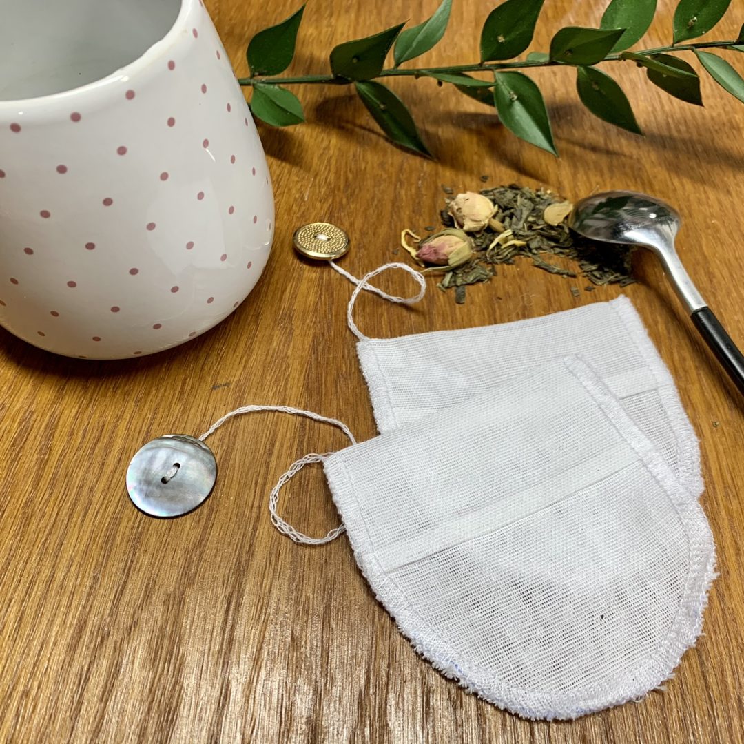 Sachets de thé réutilisables café boutons